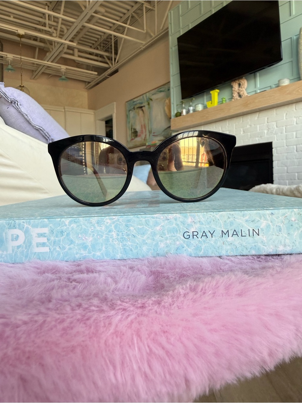 Prada Black Round Cat-Eye Sunglasses
